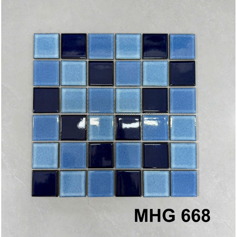 Gạch Mosaic Hồ Bơi  Xanh Biển MHG 668 – Sắc lam của sự thư giãn và tinh tế BHHOMETILES